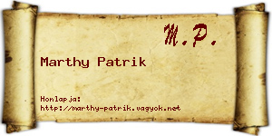 Marthy Patrik névjegykártya